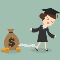 Graduate is chained to a money bag of debt Graduate is chained to a money bag of debt