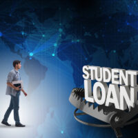 Young student in loan and debt concept Young student in loan and debt concept
